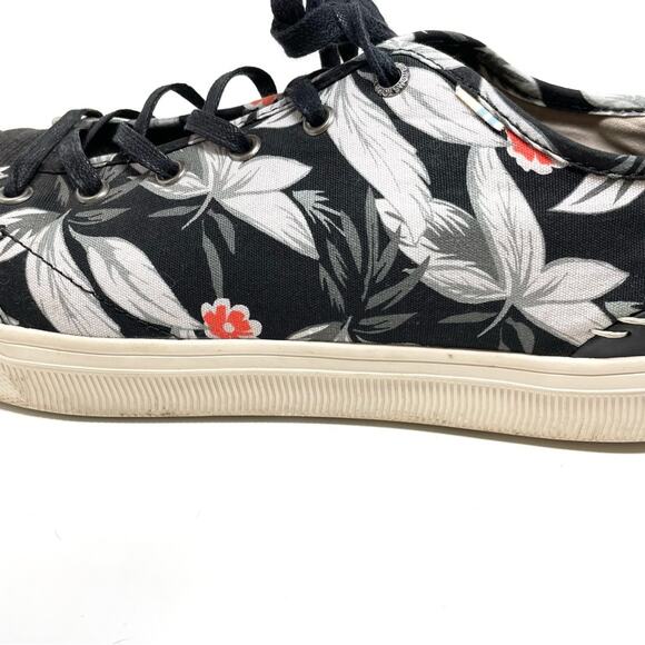 TOMS Trvl Lite Low Black Tropical Lace Up Canvas Sneakers Tennis Shoes mens 12 - Picture 5 of 14